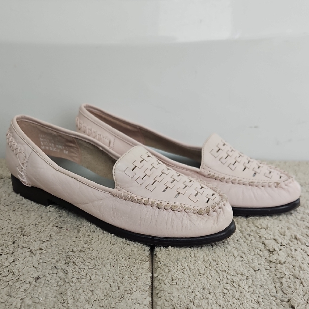 Mootsies Tootsies Vintage Light Pink Woven Loafers Size 8